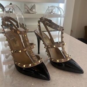 Valentino Rockstud 100mm Heels in Black and Nude Size 36